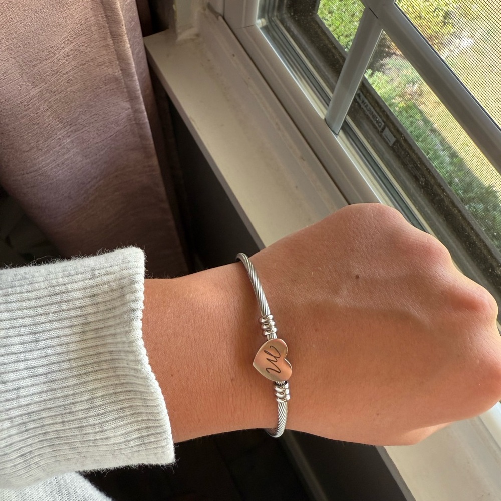 Silver Heart Charm Bracelet (M)